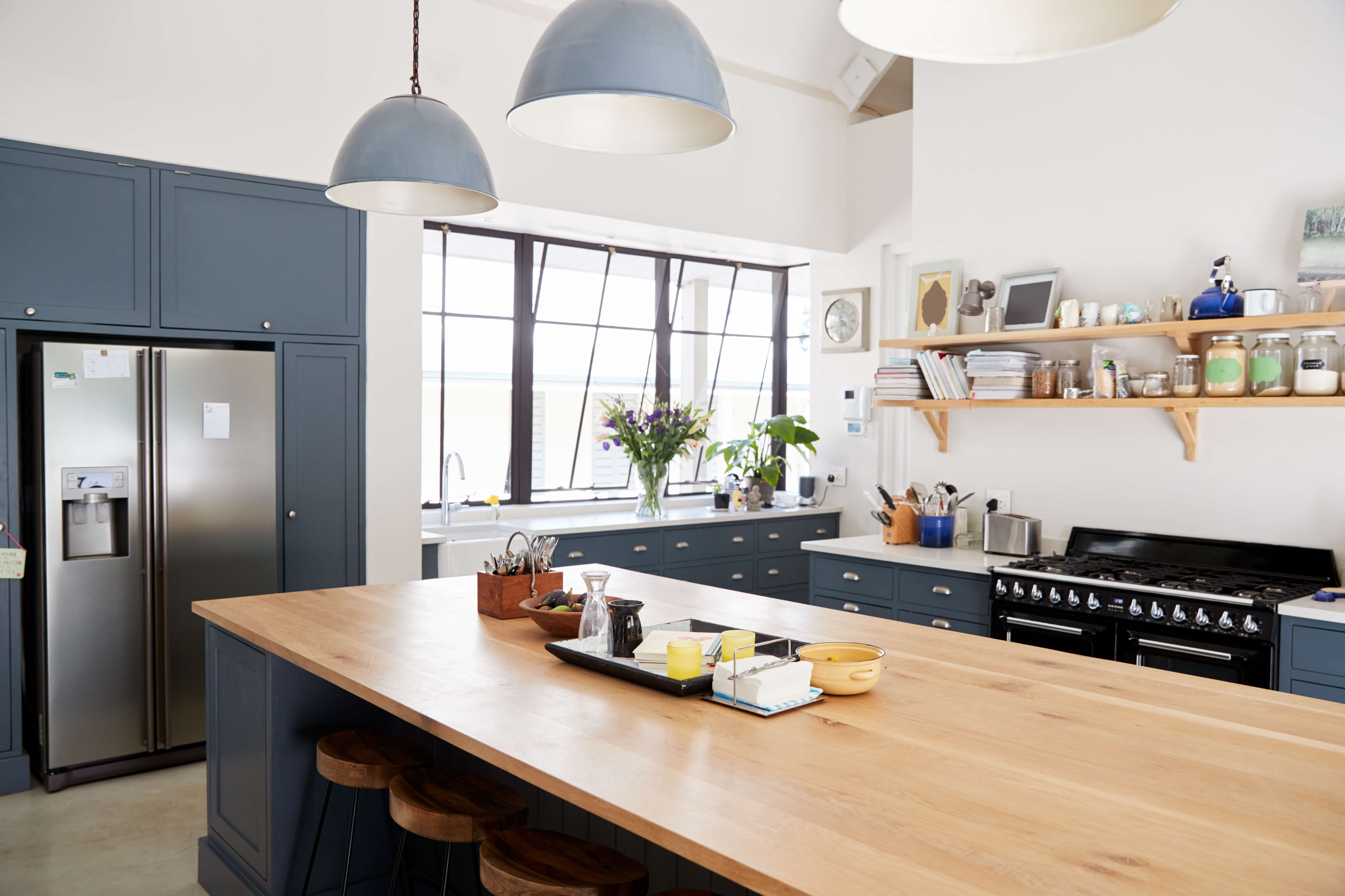 Modern kitchen with ornate woodworking